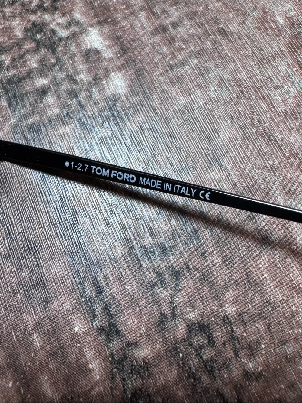 Tom Ford Black Slim Eyeglass Arm with White Logo